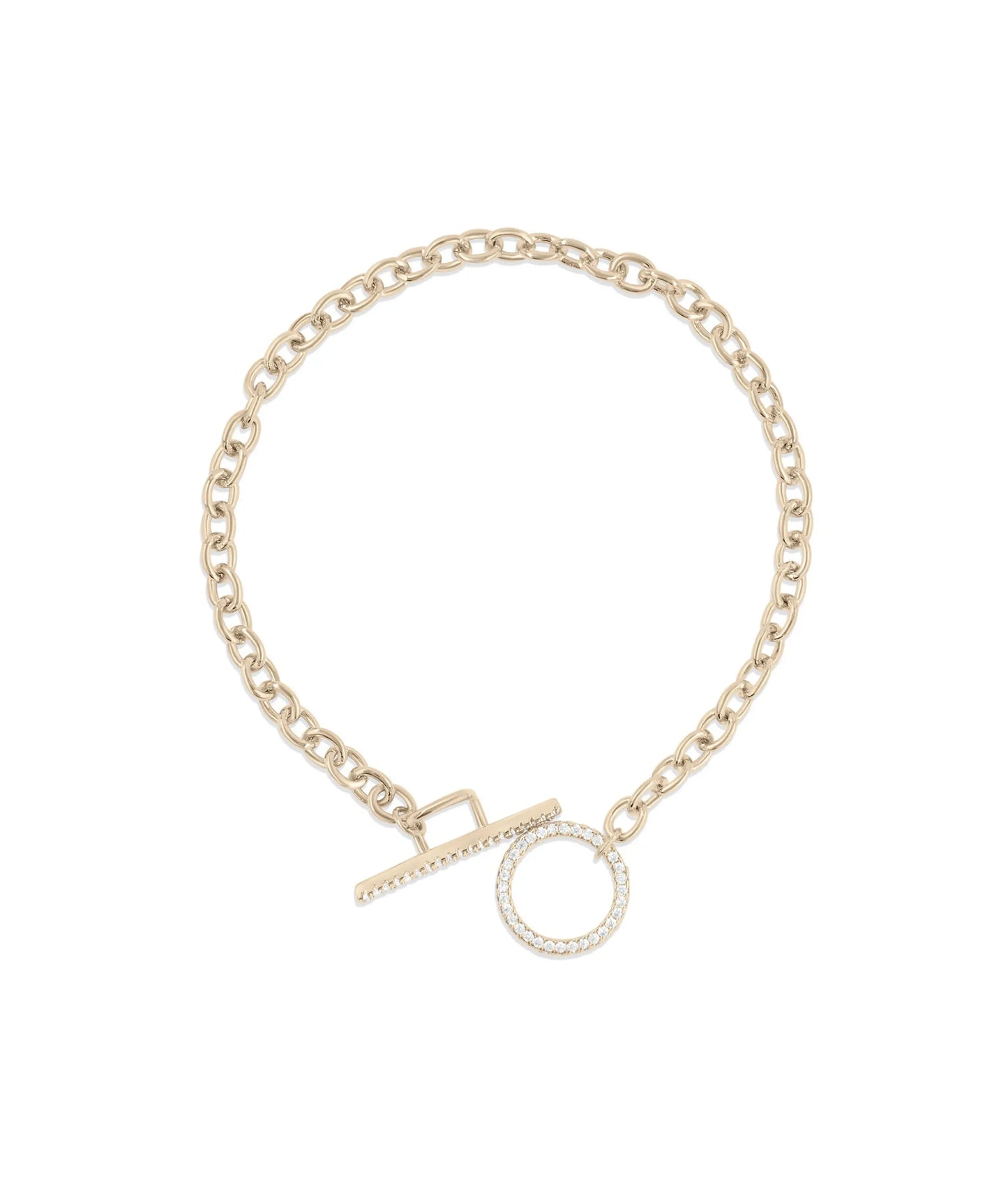 Rose gold Toggle Curb Link Bracelet with diamond-set links