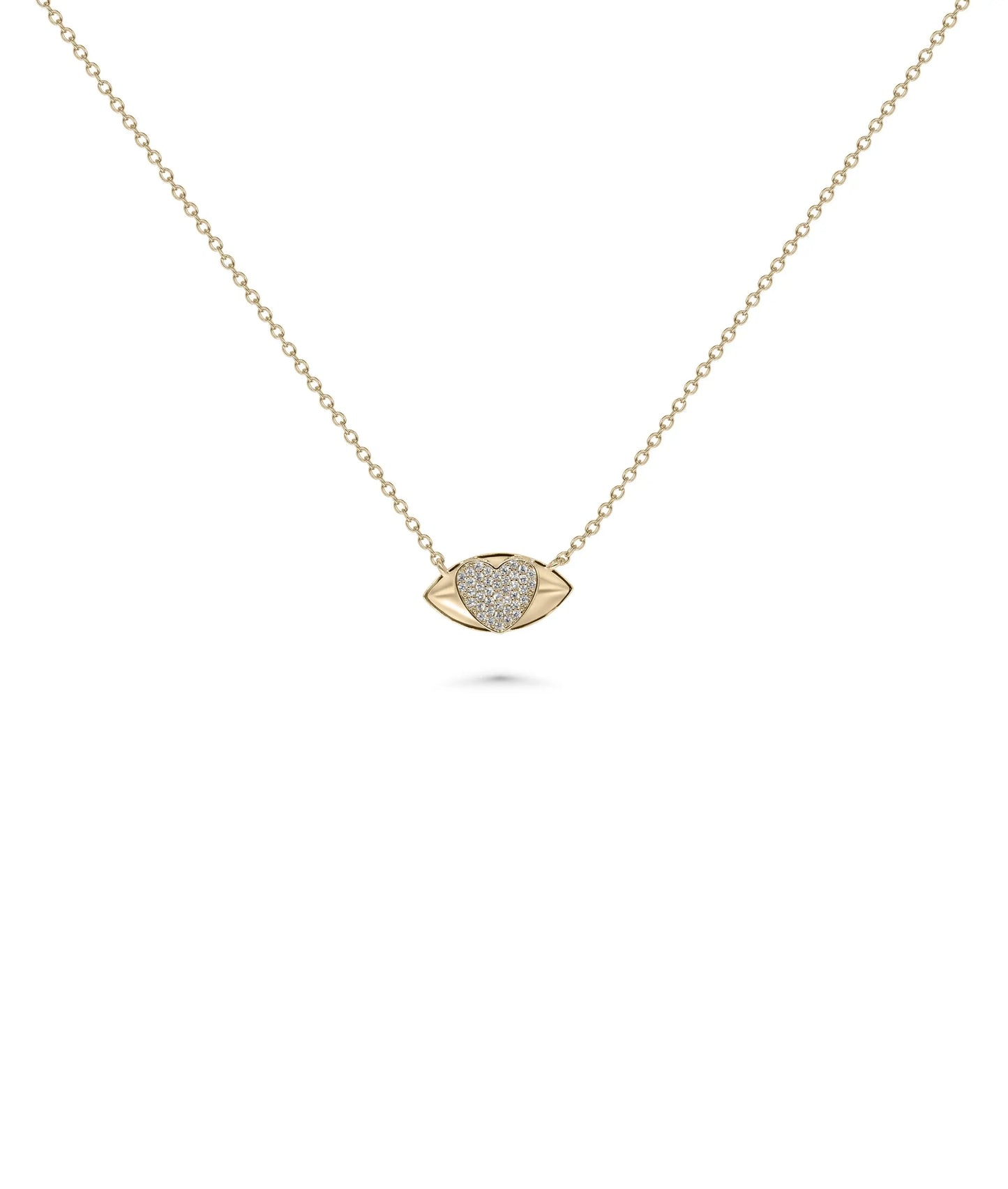 Evil Eye and Diamond Heart Necklace rose gold featuring spiritual romance