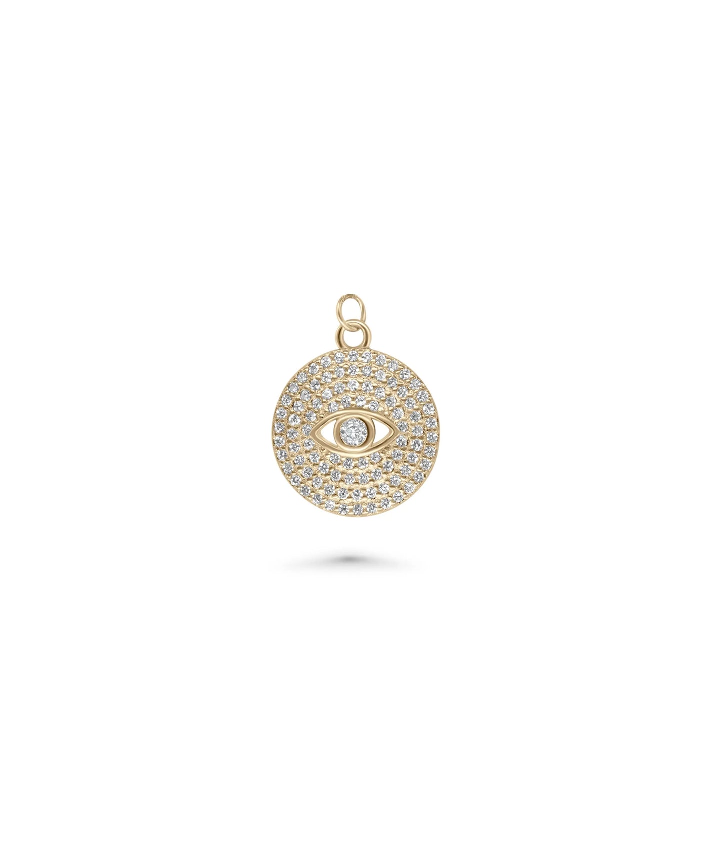 Rose gold Evil Eye Diamond Coin Charm featuring sparkle