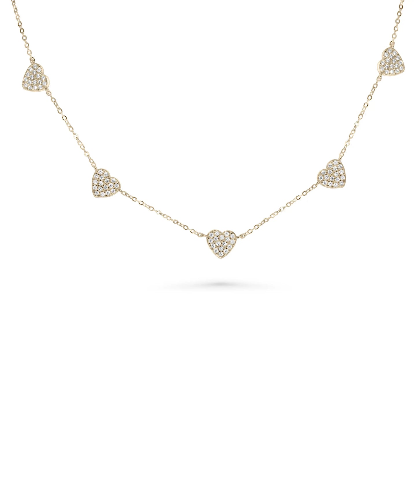 Heart Pave Station Necklace rose gold featuring romantic multi-station design