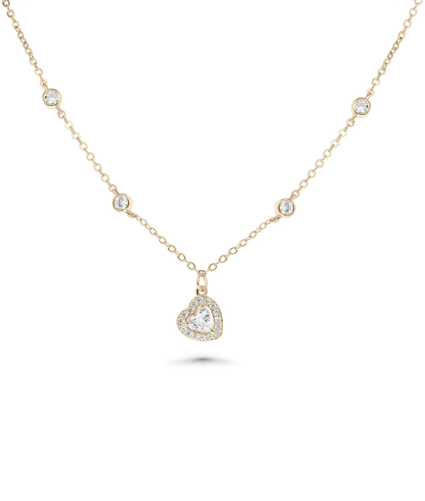 Diamond Solitaire Necklace rose gold featuring heart-shaped center stone