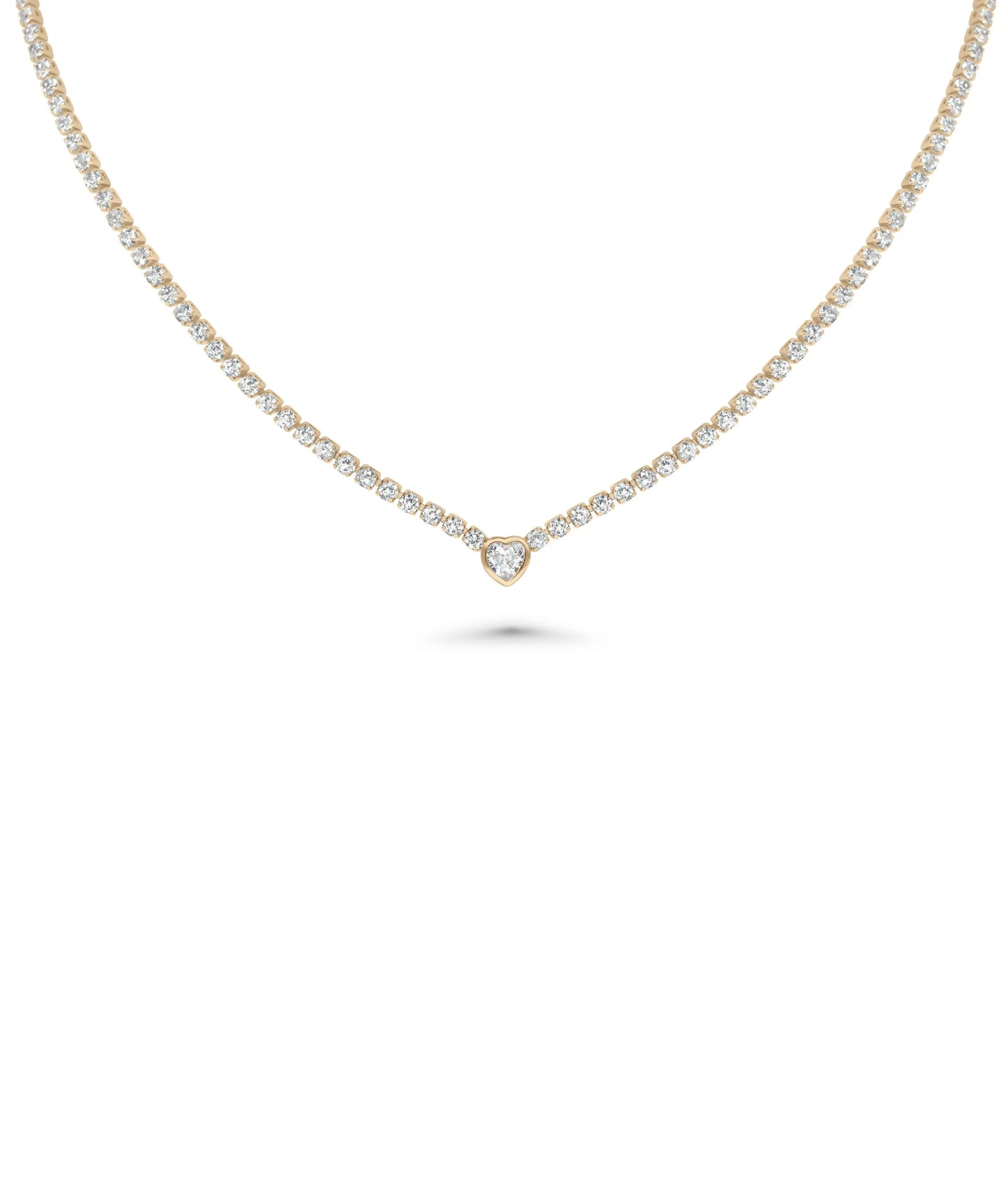 Tennis Necklace with Bezel Set Diamond Solitaire rose gold featuring protection