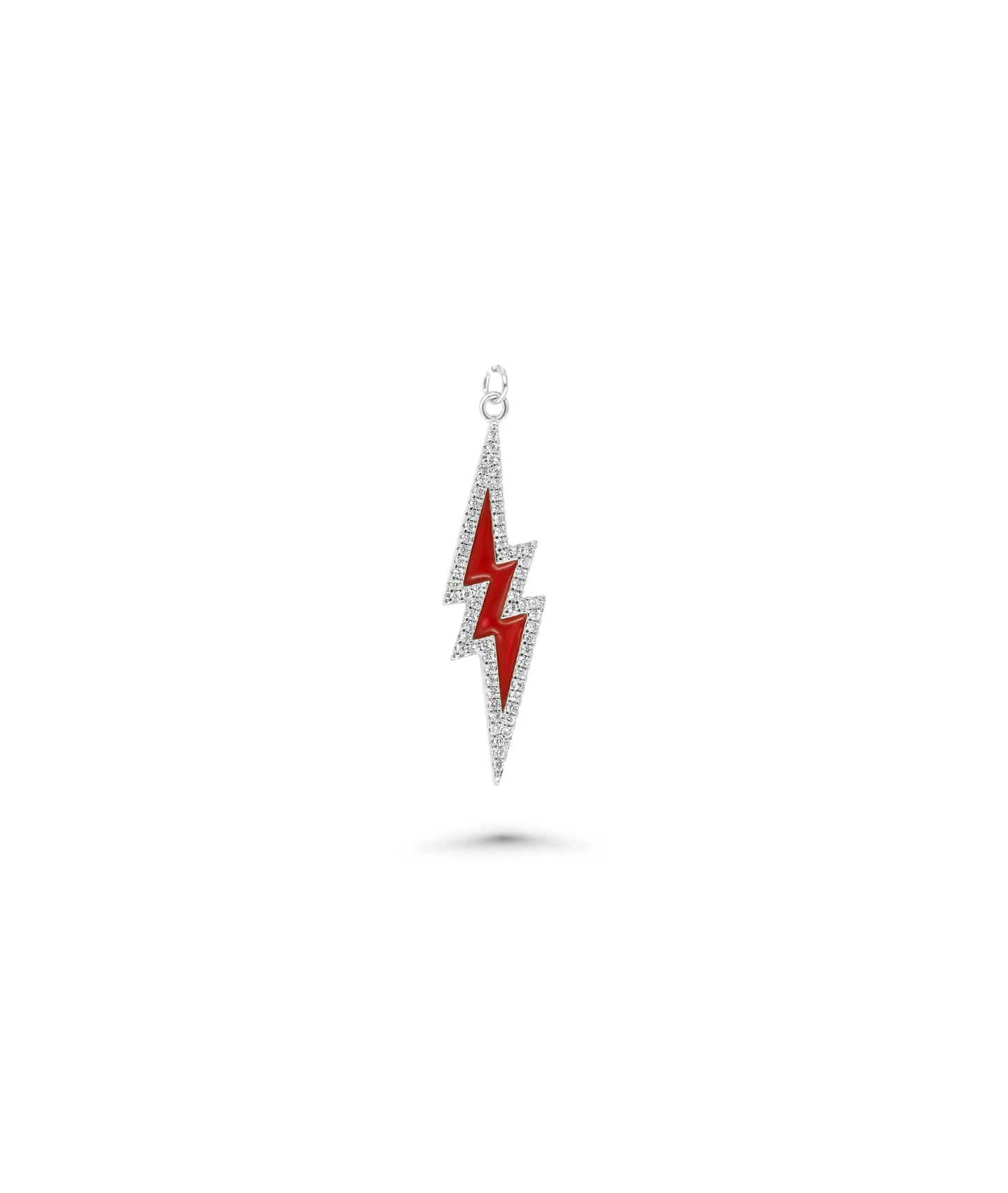 White gold Lightning Diamond Outline Charm dynamic design