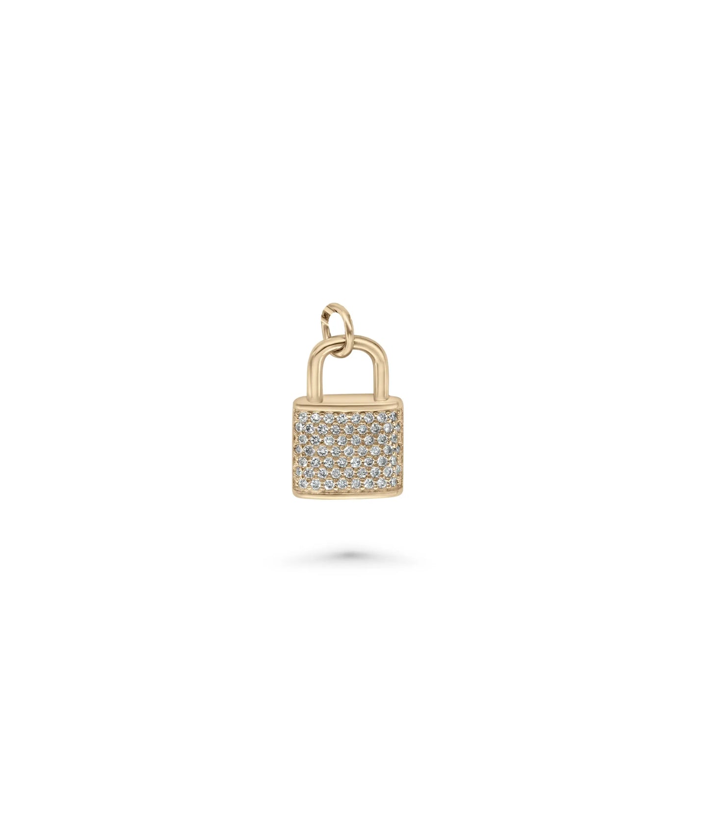 Rose gold Diamond Lock Charm featuring padlock sparkle