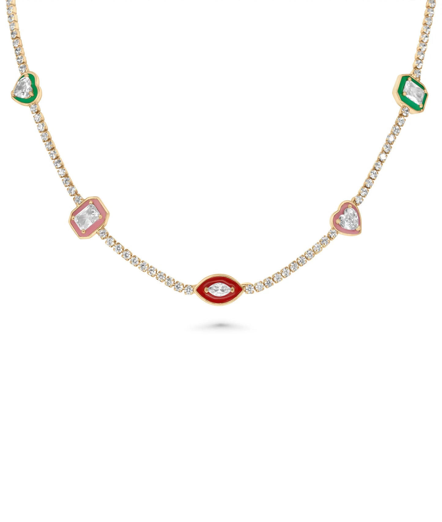 Enamel and Multi Shape Necklace rose gold featuring innovative design fusion