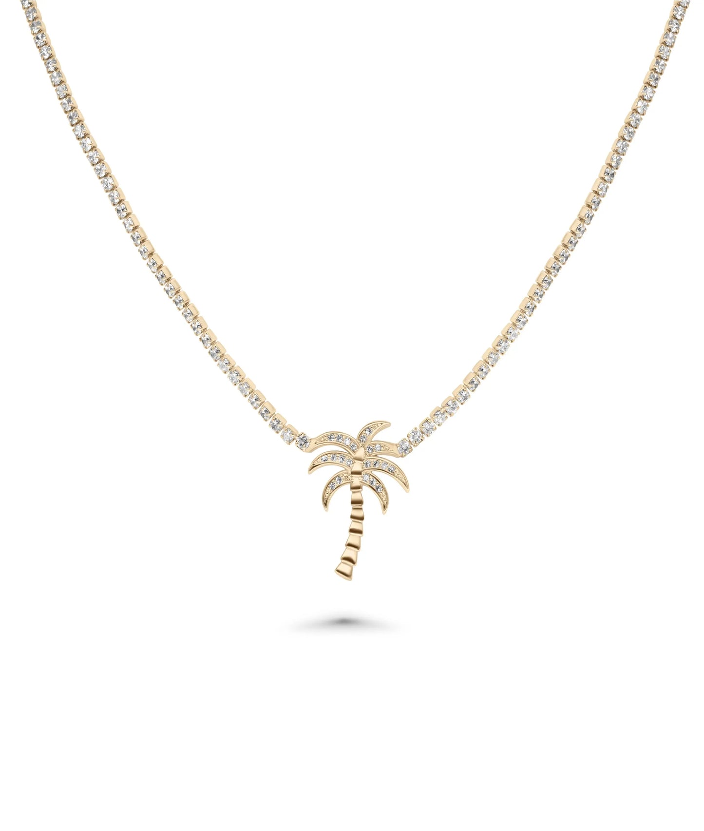 Diamond Tennis Necklace with Charm rose gold featuring nature symbol
