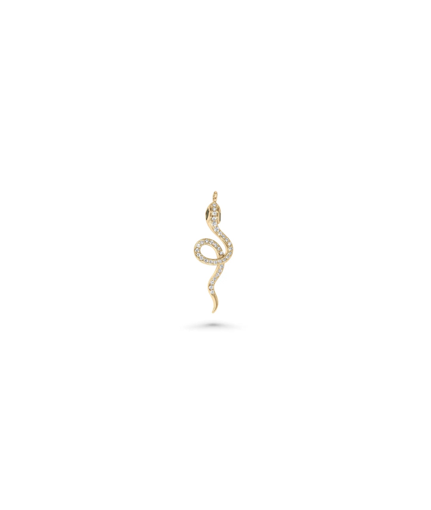 Rose gold Diamond Snake Charm featuring serpentine curves