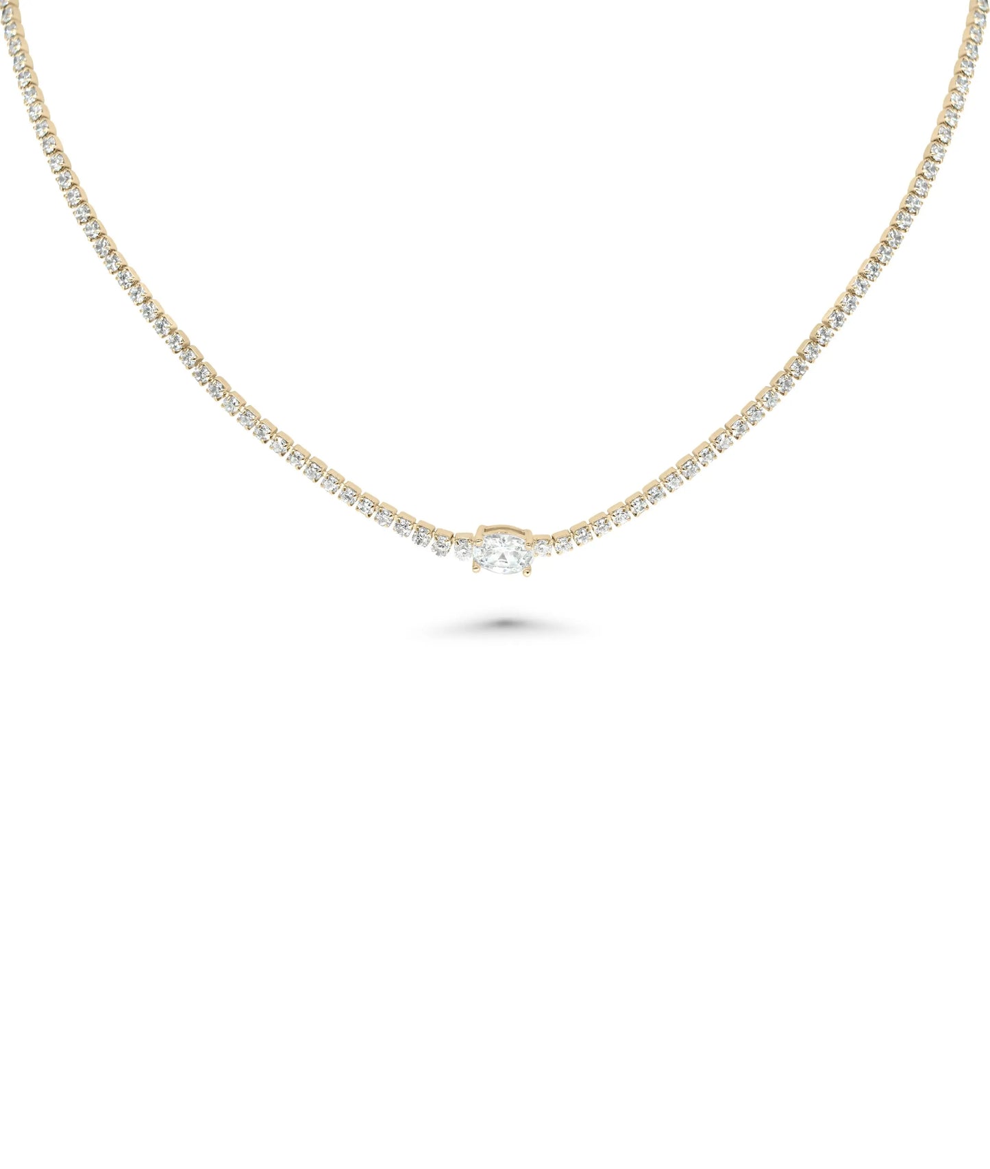 Tennis Necklace with Diamond Solitaire rose gold featuring dual-element design