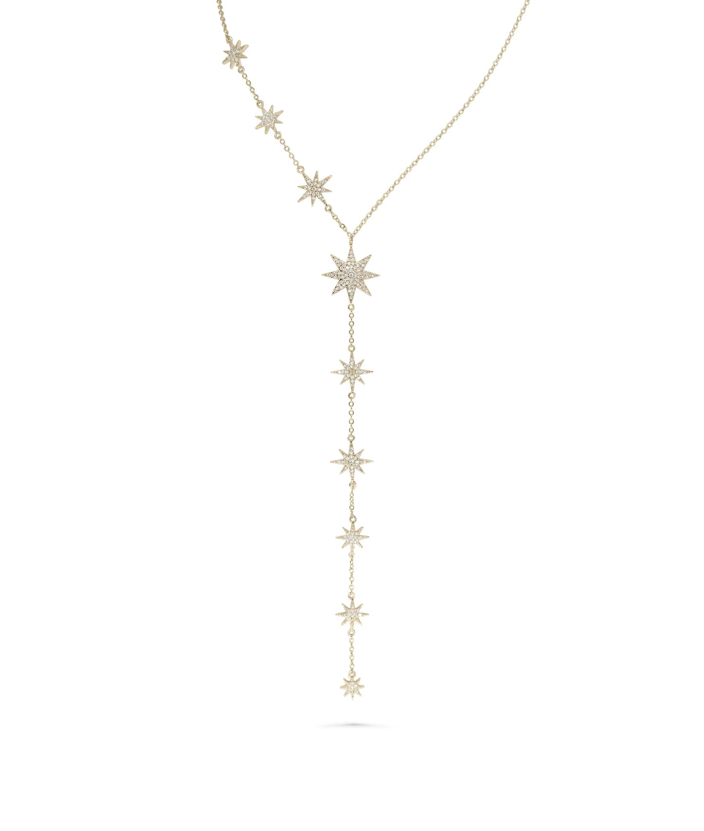 Y Shape Star Necklace rose gold featuring modern celestial lariat design