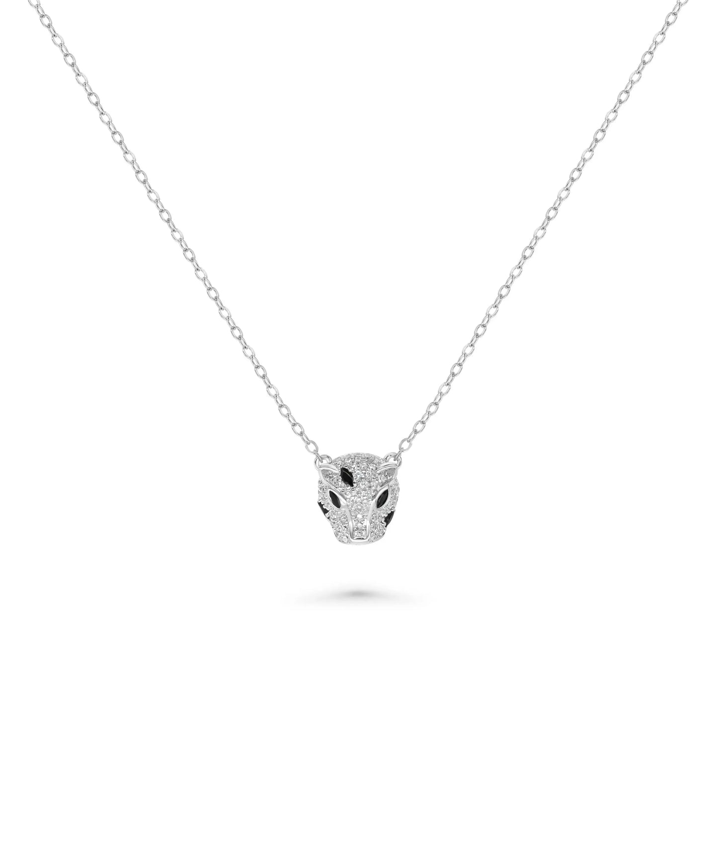 Diamond Panther Head Necklace white gold with powerful animal presence