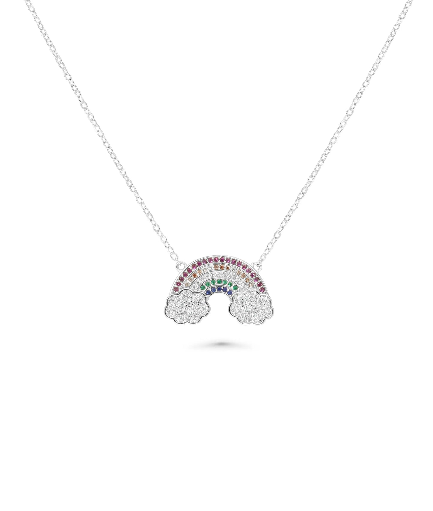 Rainbow Diamond Necklace white gold with vibrant multi-color design