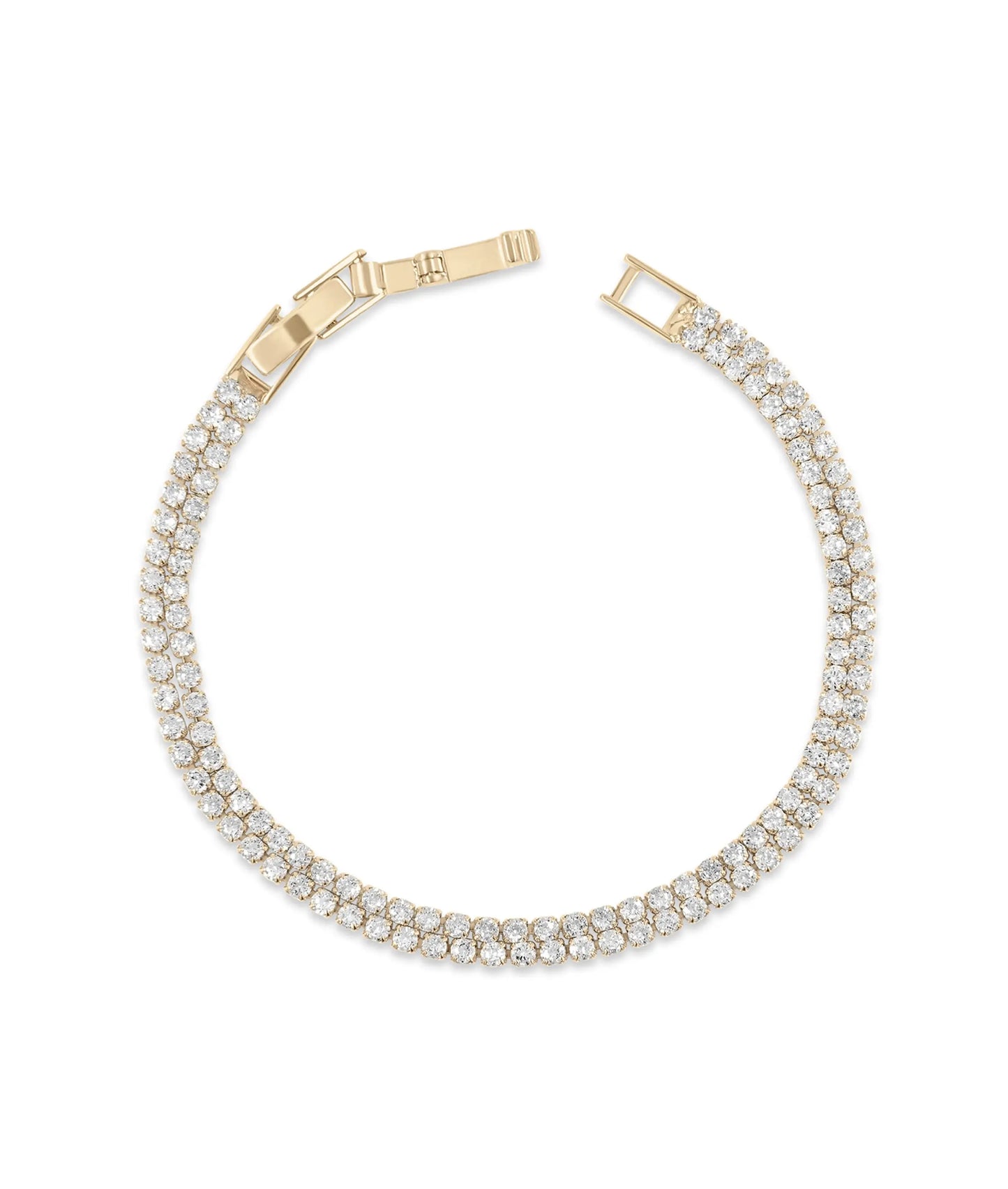 Rose gold 2 Row Diamond Tennis Bracelet featuring dual diamond rows