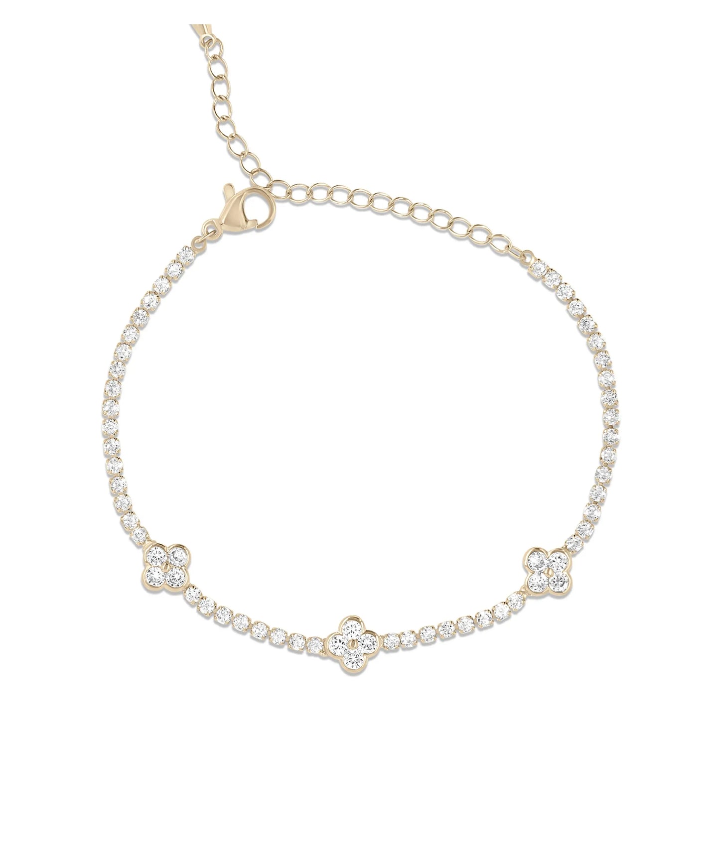 Rose gold Clover Tennis Bracelet with sparkling diamond settings