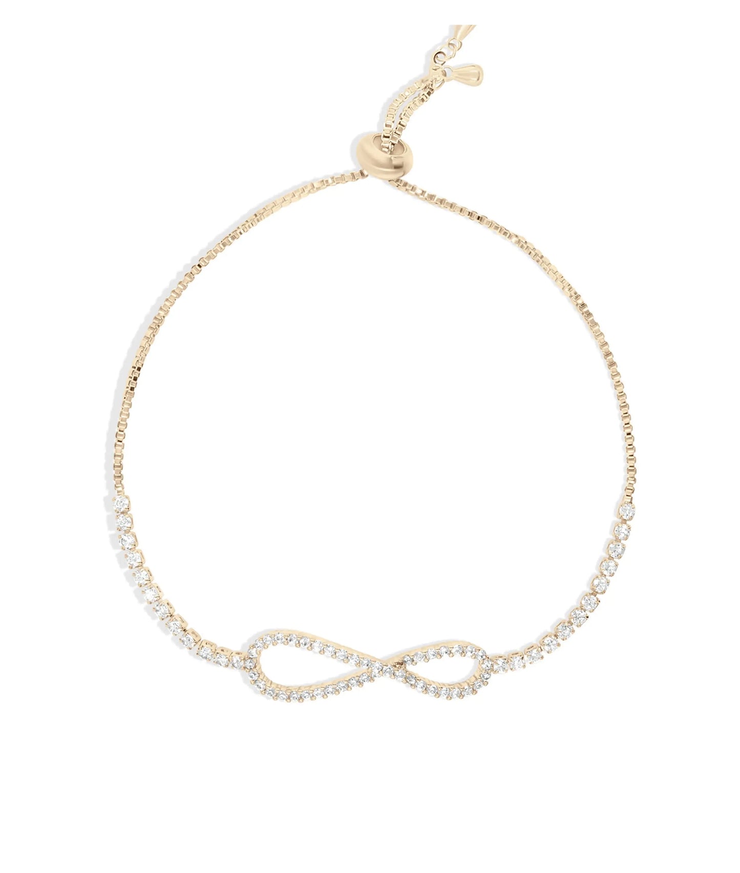 Rose gold Infinity Tennis Bolo Bracelet with sparkling diamond accents