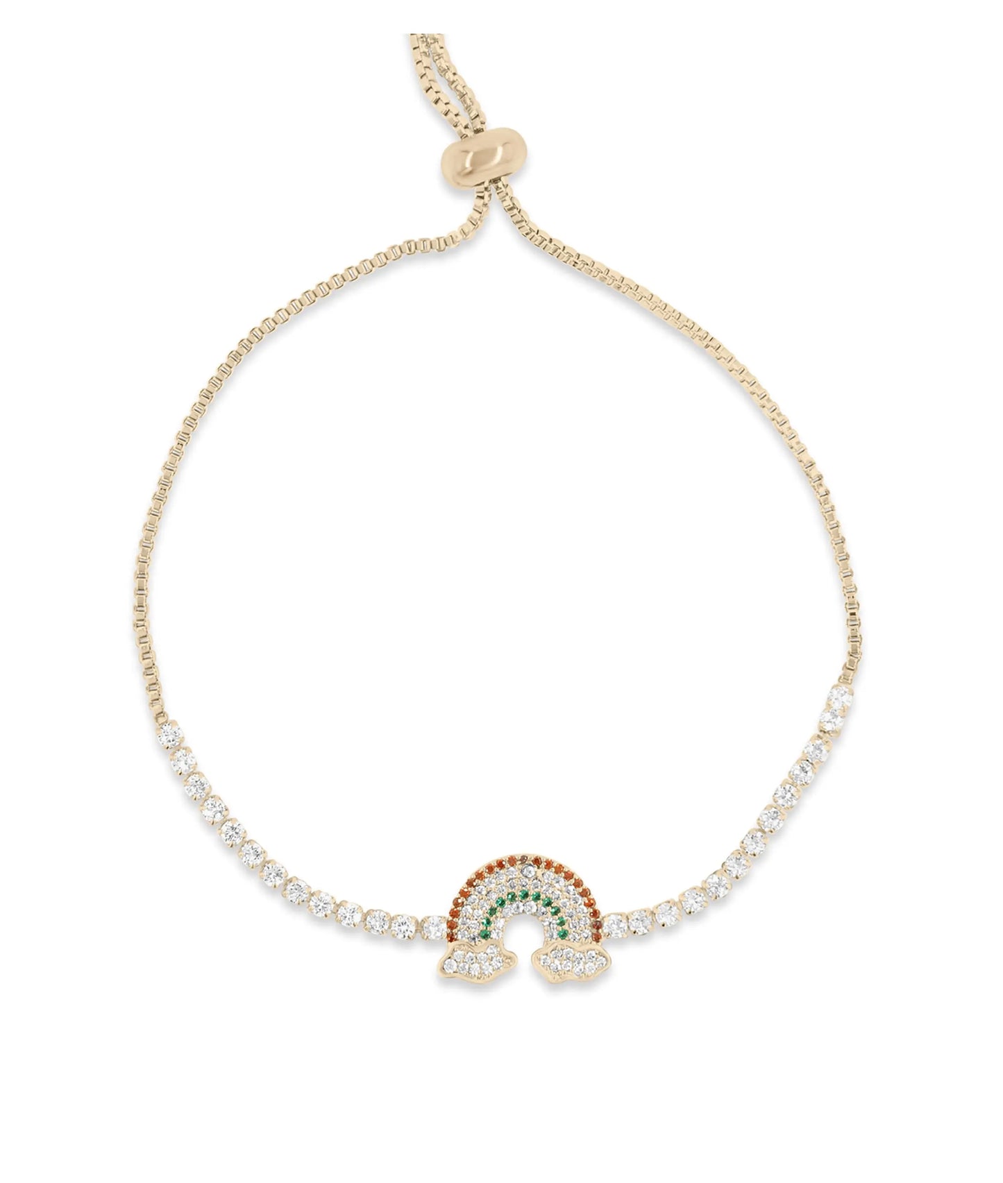 Rose gold Rainbow Tennis Bolo Bracelet with tsavorite and diamonds
