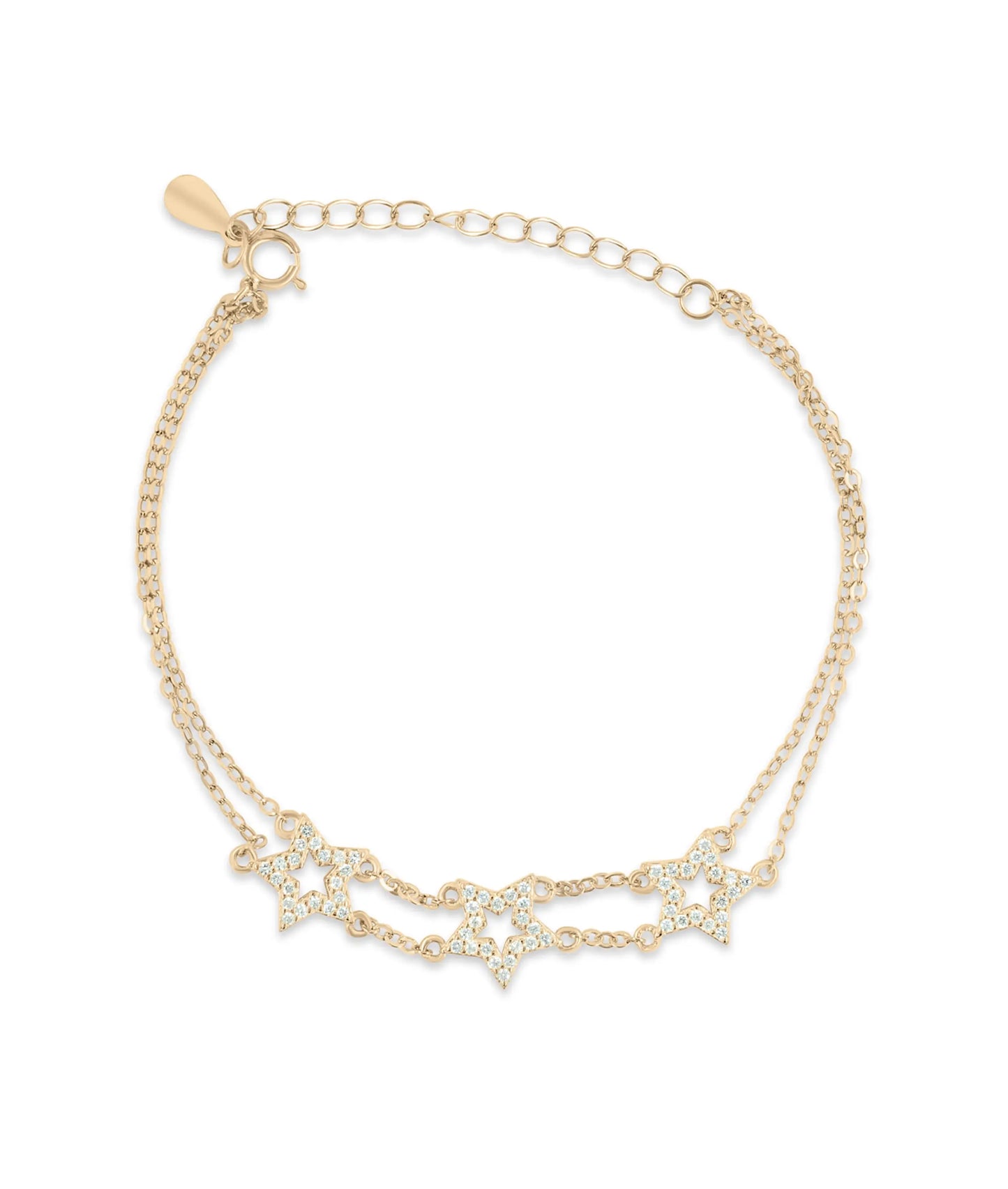 2 Row Chain Star Bracelet rose gold featuring layered strand elegance