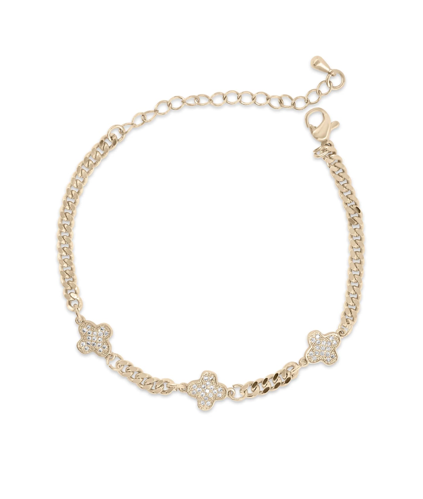 Clover Station Curb Link Bracelet rose gold featuring 3mm chain width