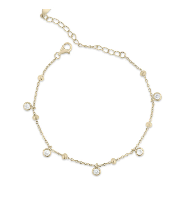 Station Diamond Bracelet front view yellow gold with distributed diamond stations