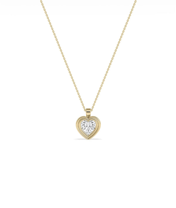 Double Layered Bezel Solitaire Charm with diamond in dual bezel rings solid gold front view