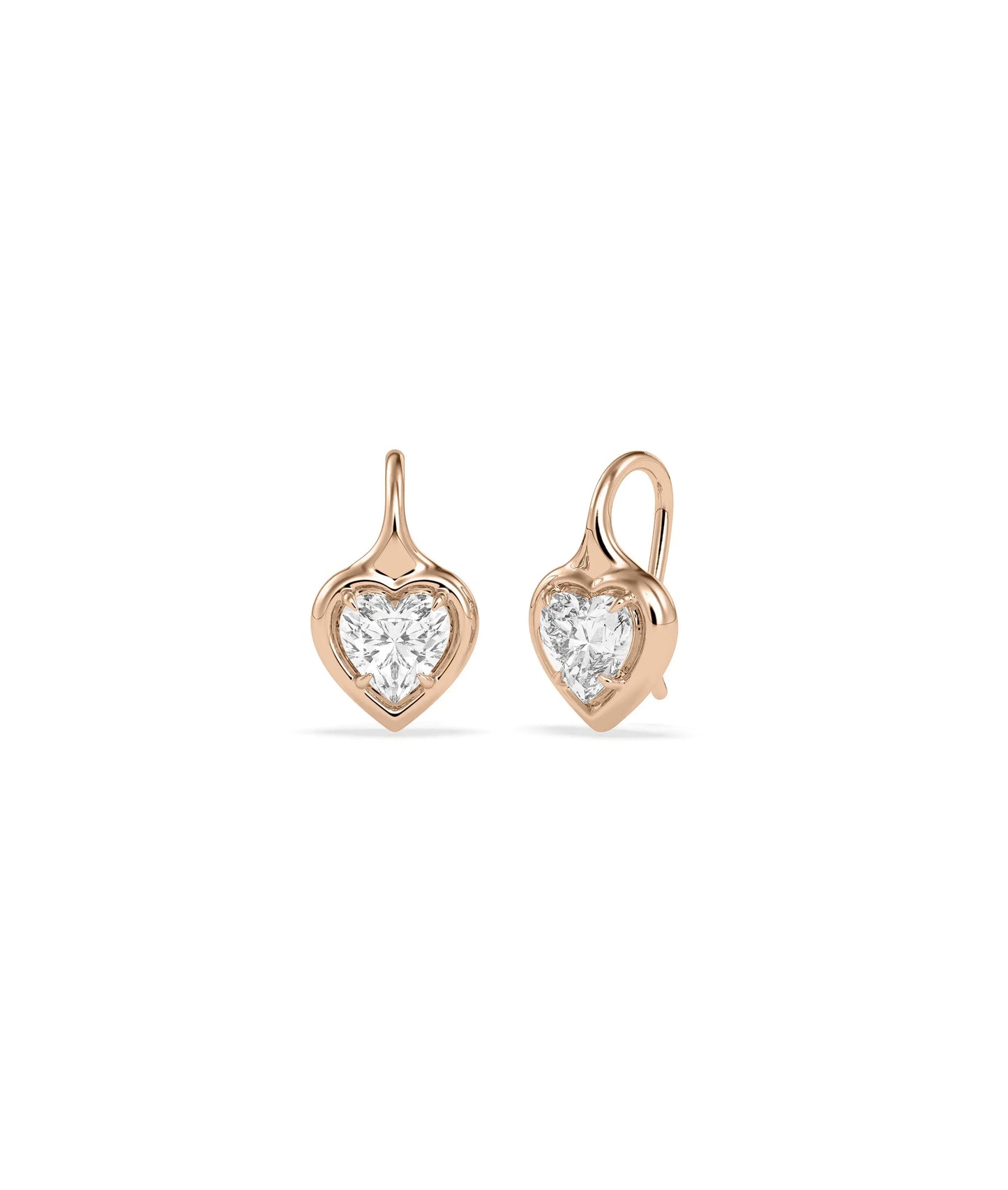 Bubble Heart Shape Earring profile angle showing dimensional bezel and heart silhouette
