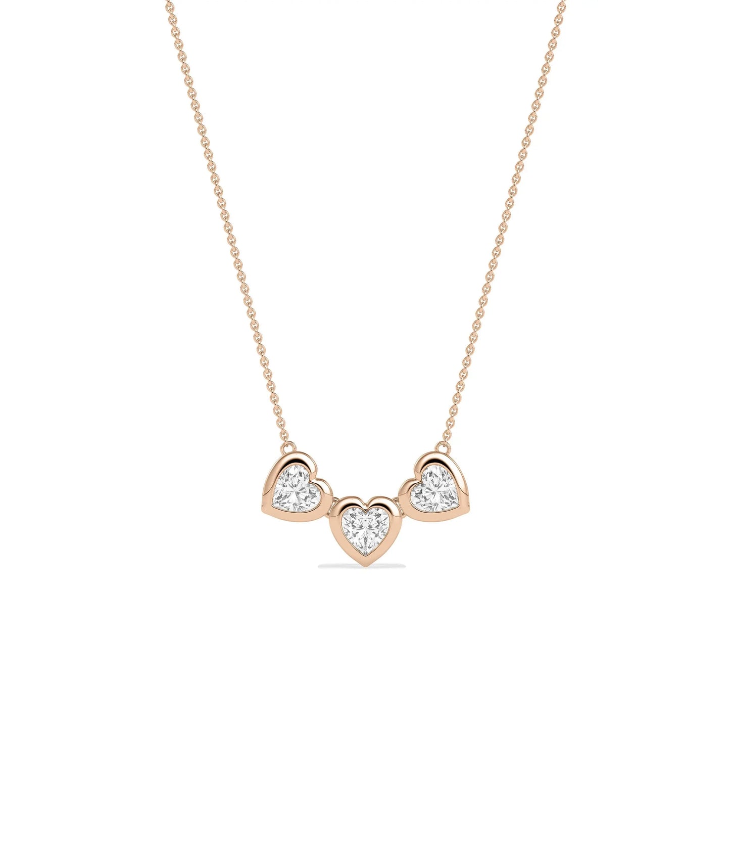Bubble Three Hearts Necklace romantic gold pendant three hearts arrangement angle view
