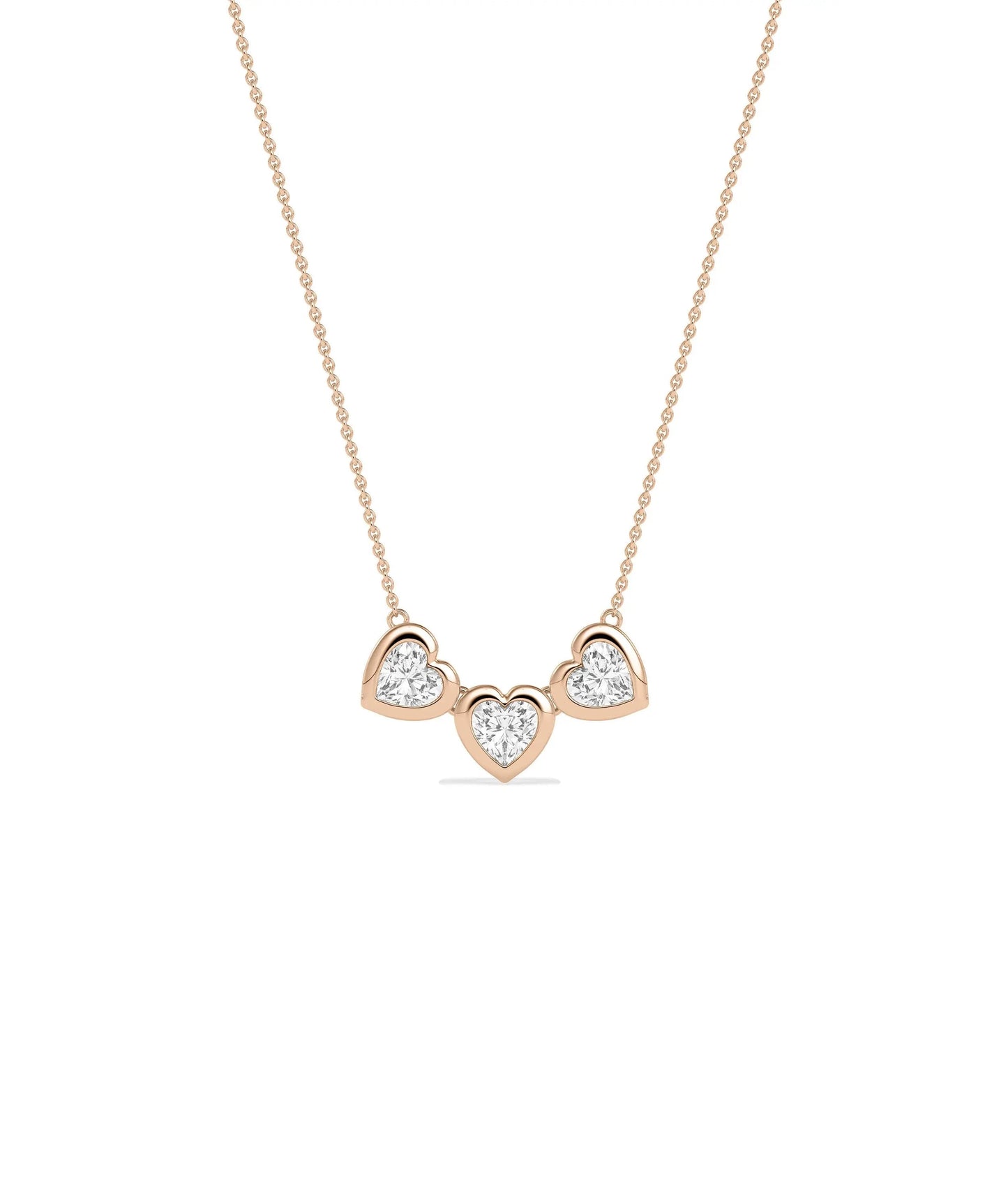 Bubble Three Hearts Necklace romantic gold pendant three hearts arrangement angle view