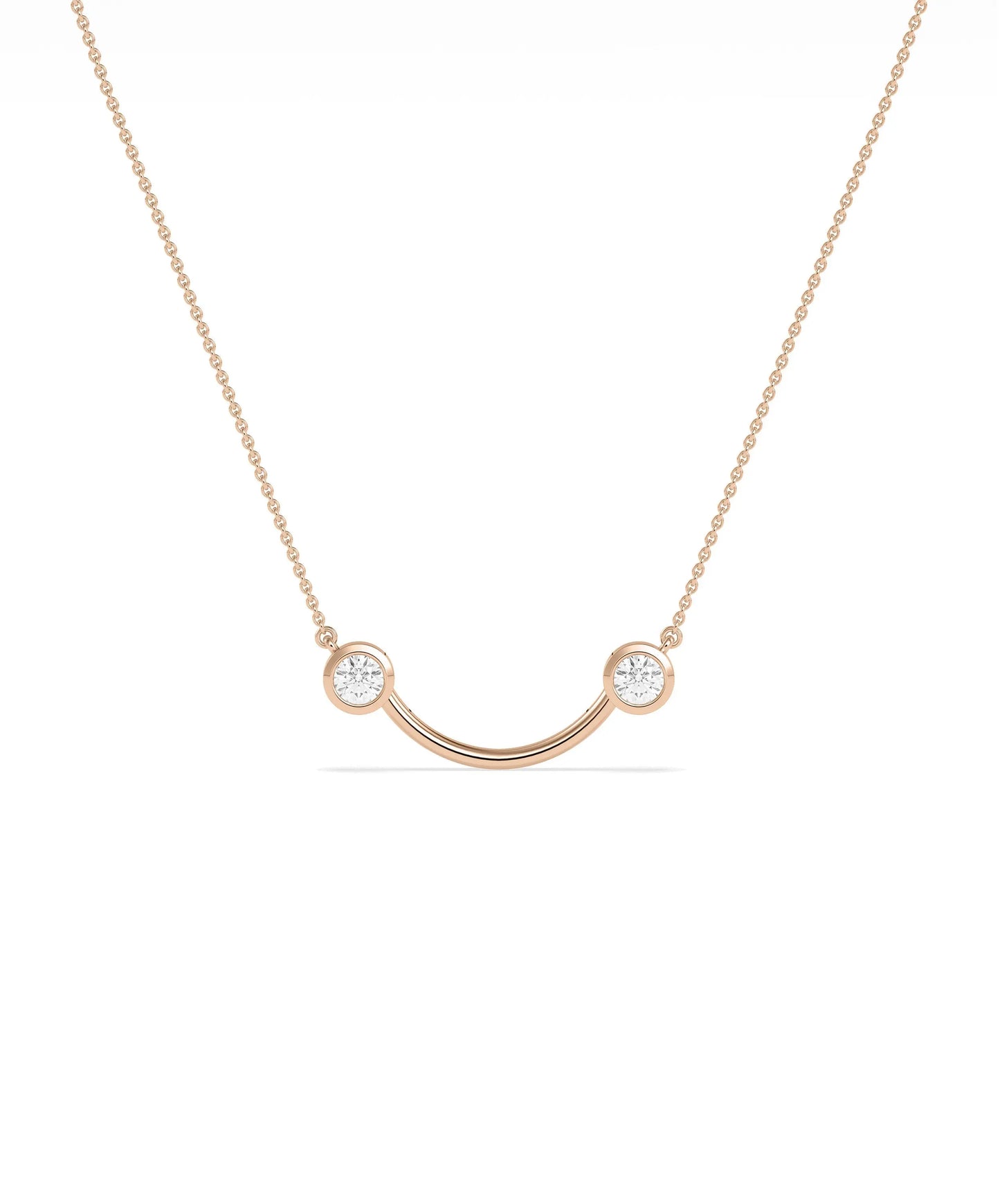 2 Stone Smile Necklace side angle displaying joyful silhouette detail
