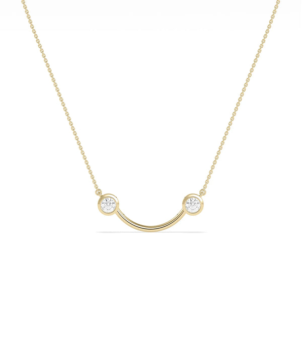 2 Stone Smile Necklace diamond smile shape gold cable chain pendant