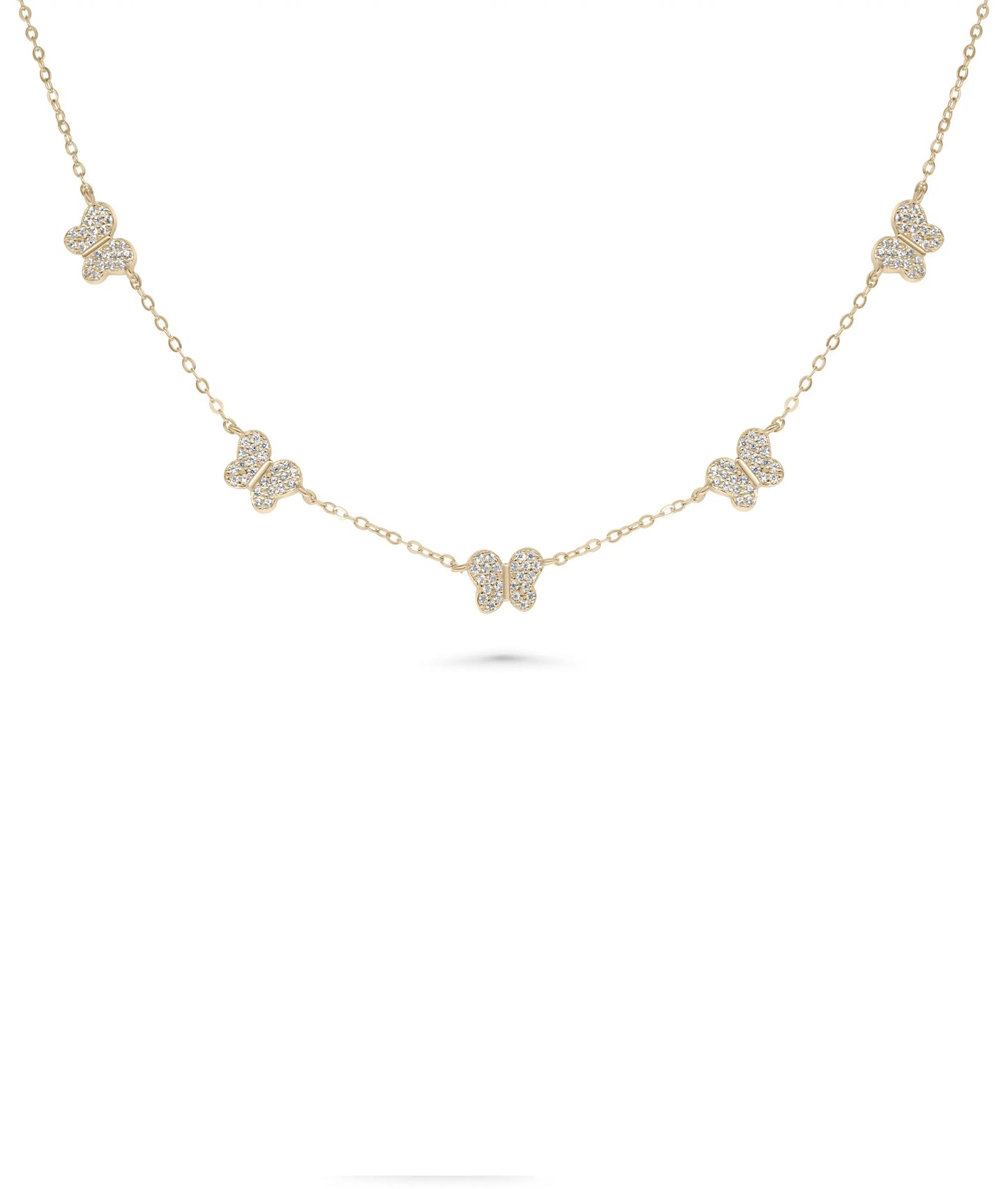 Butterfly Diamond Station Necklace - 79e | Everyday 14K Gold Jewelry