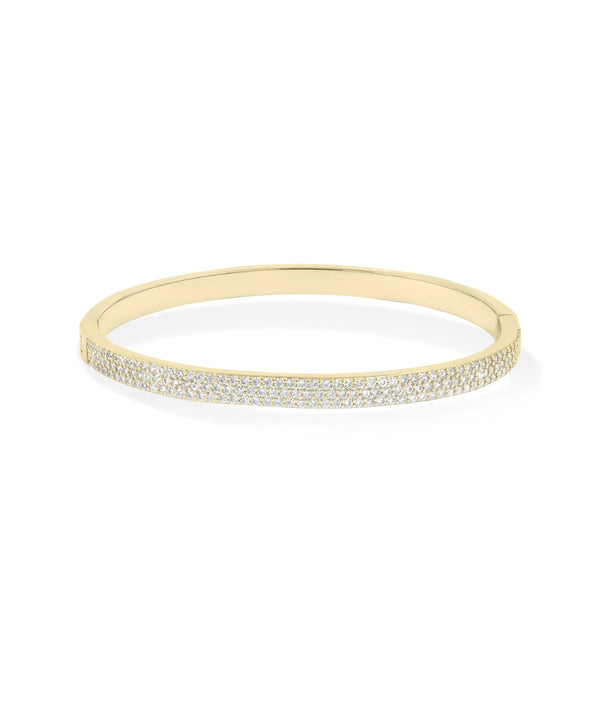 3 Row Pave Diamond Flat Bangle yellow gold triple-row sparkle