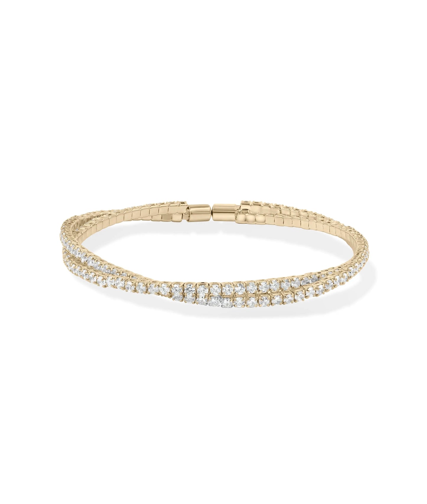 Rose gold Twisted Diamond Flex Bangle featuring diamond coverage