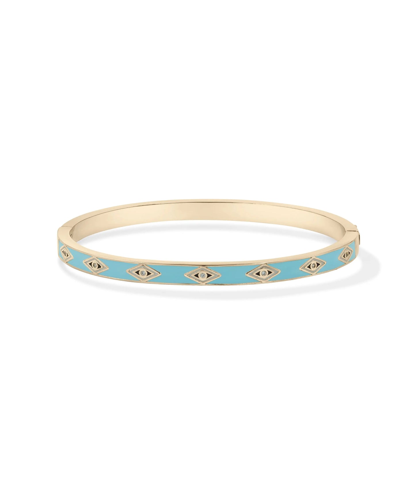 Diamond Shape Station Enamel Bangle layered with gold bangles wrist stack