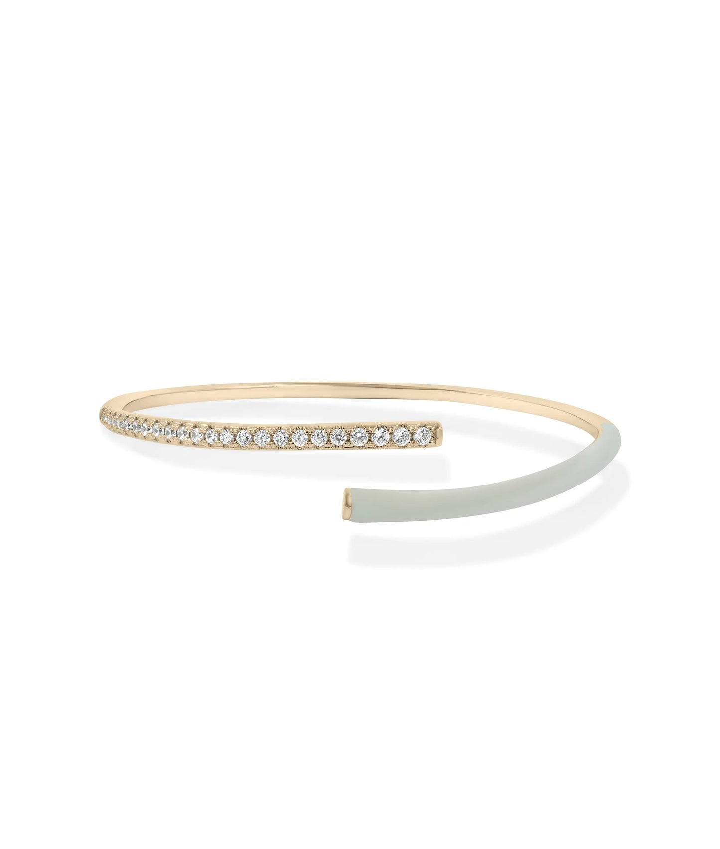 Rose gold Bypass Diamond Enamel Bangle customizable color finish