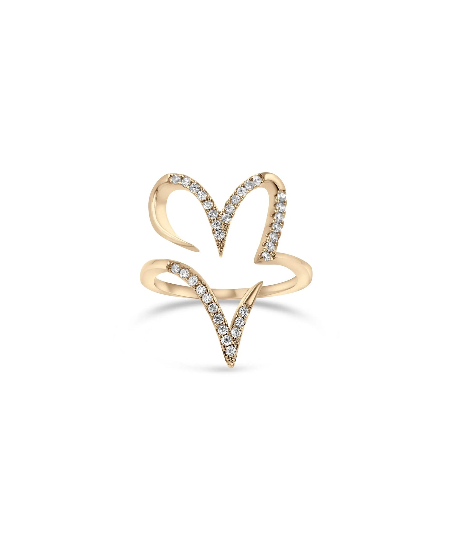 Diamond Split Heart Ring rose gold featuring unity love motif