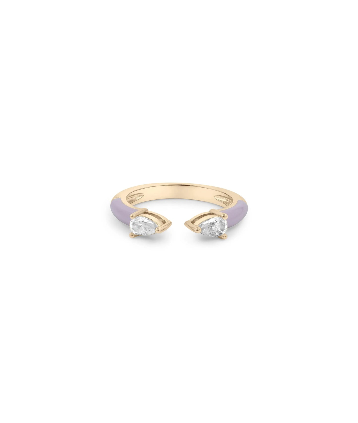 Split Diamond Solitaire Enamel Ring on hand displaying modern elegance