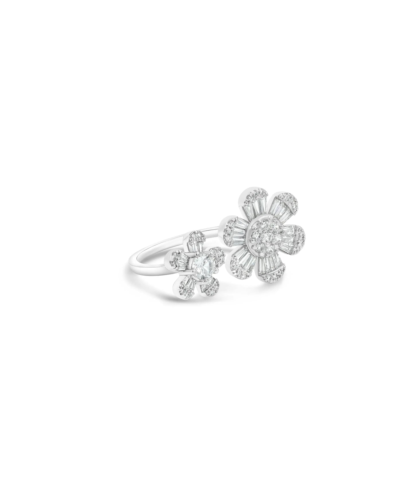 Set of Flower Ring side angle showing complementary size detail