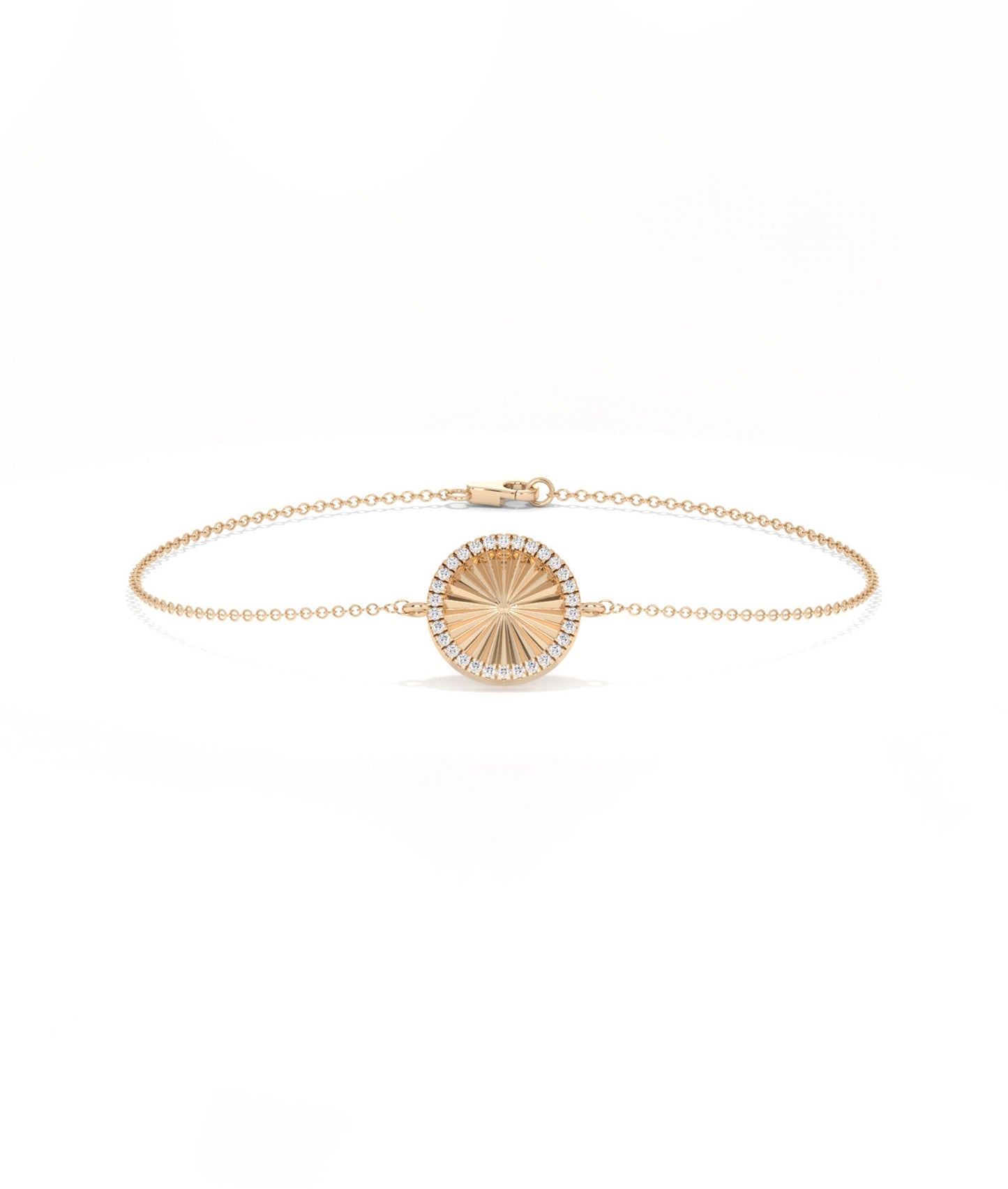 Fluted Circle Bracelet Diamond Eternity Gold Chain