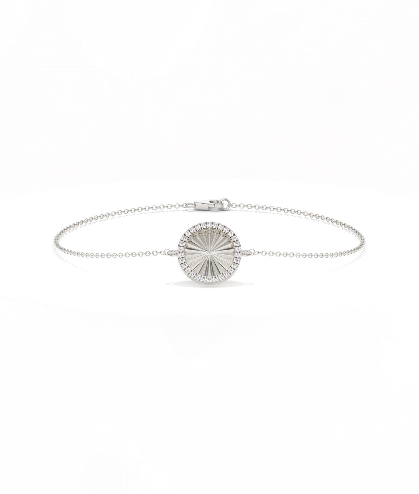 Fluted Circle Bracelet Diamond Eternity Gold Chain