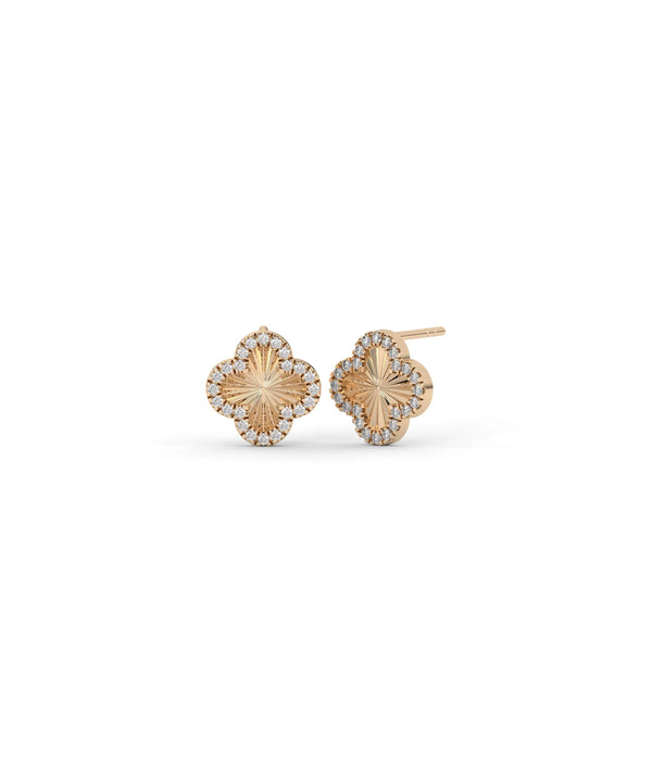 Fluted Clover Stud Earrings rose gold featuring four leaf design alternate view