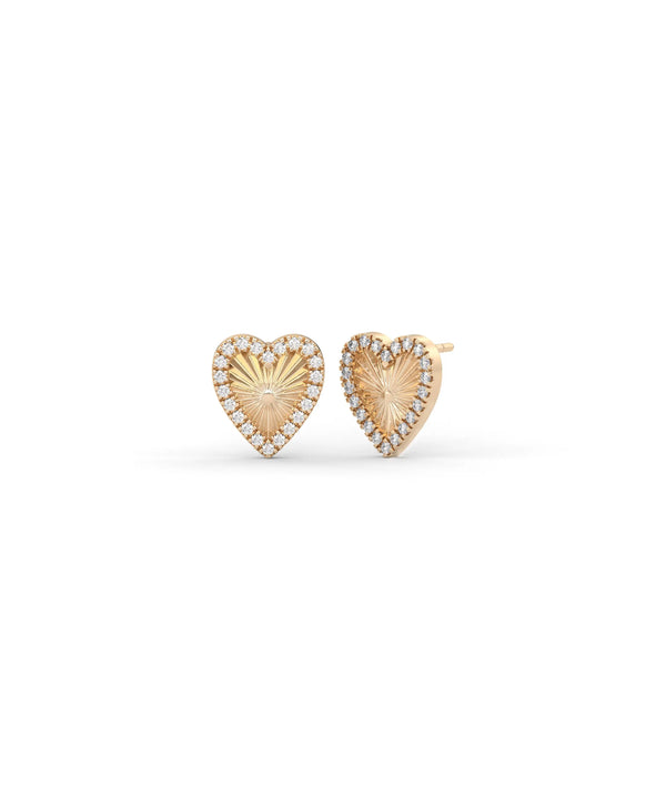 Fluted Heart Stud Earrings rose gold featuring romantic motif alternate view