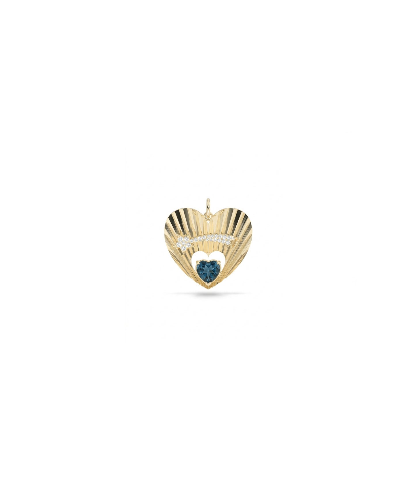 Fluted Shooting Star Heart Charm Gold