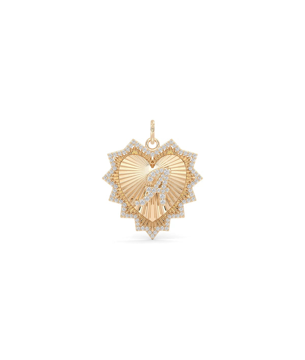 Rose gold fluted initials heart charm personalized heart with diamond sparkle alternate view
