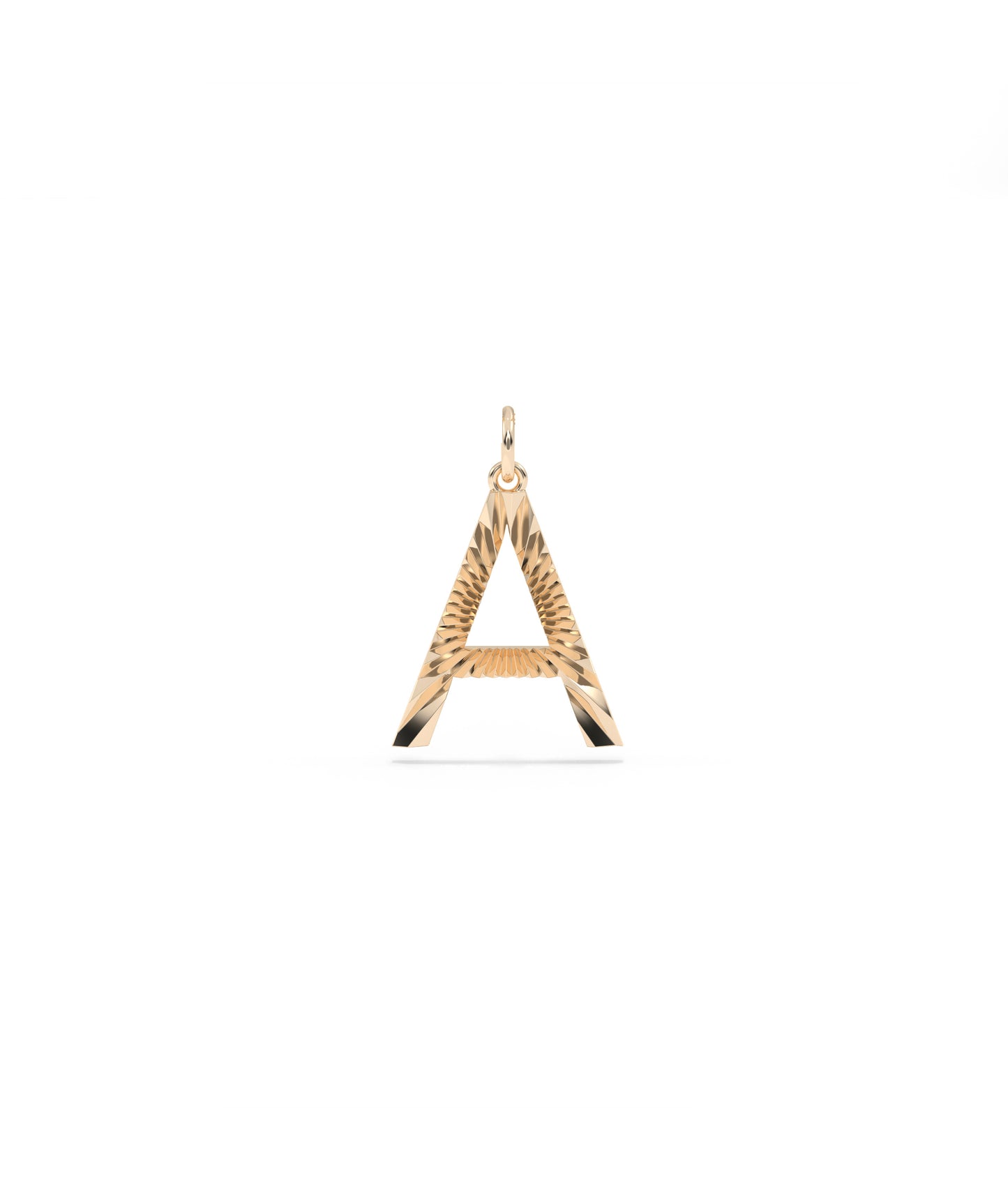 Fluted Initial Charm Personalized Gold Pendant
