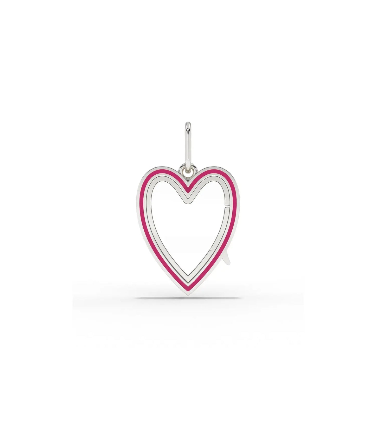 White gold enamel heart glass locket charm with vibrant enamel decoration
