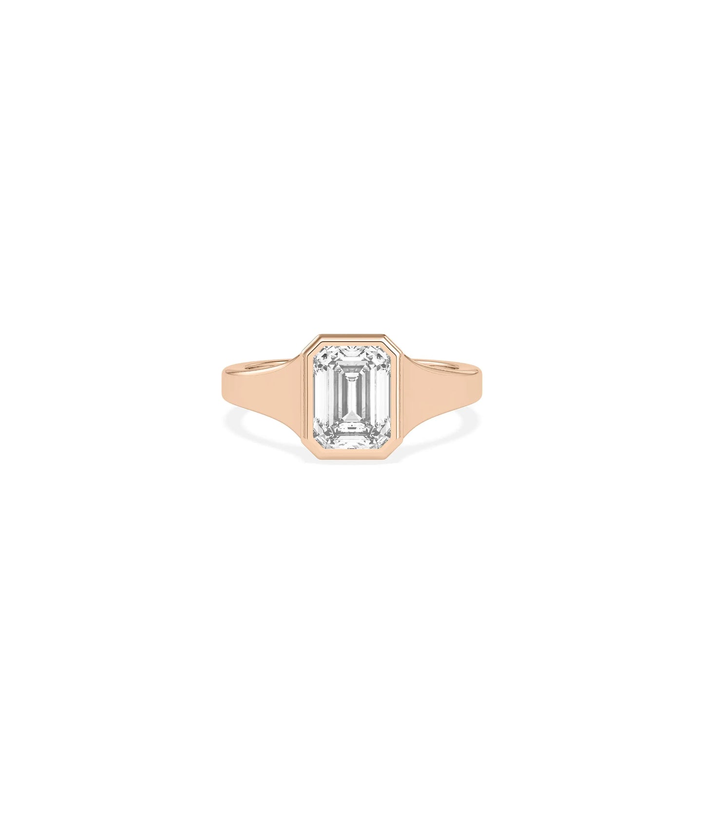 Solitaire Bezel Set Wide Band Ring detail emphasizing solid gold craftsmanship