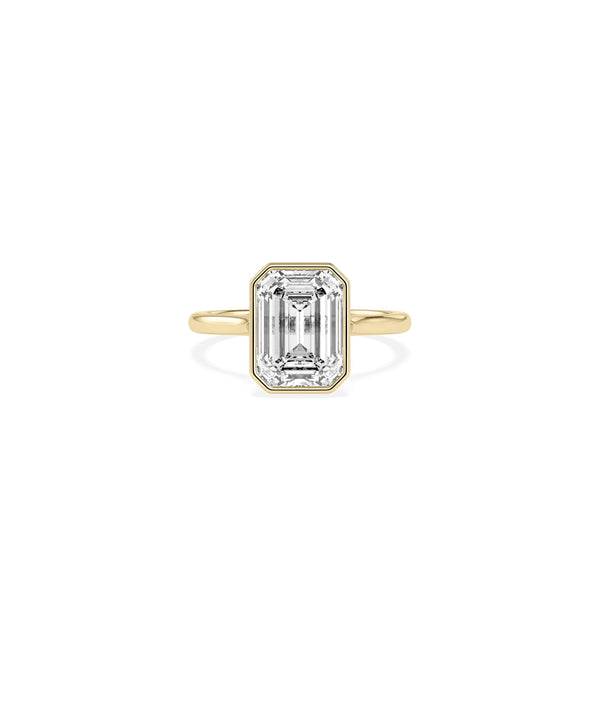 Solitaire Bezel Set Ring with exceptional 5 carat diamond in modern setting