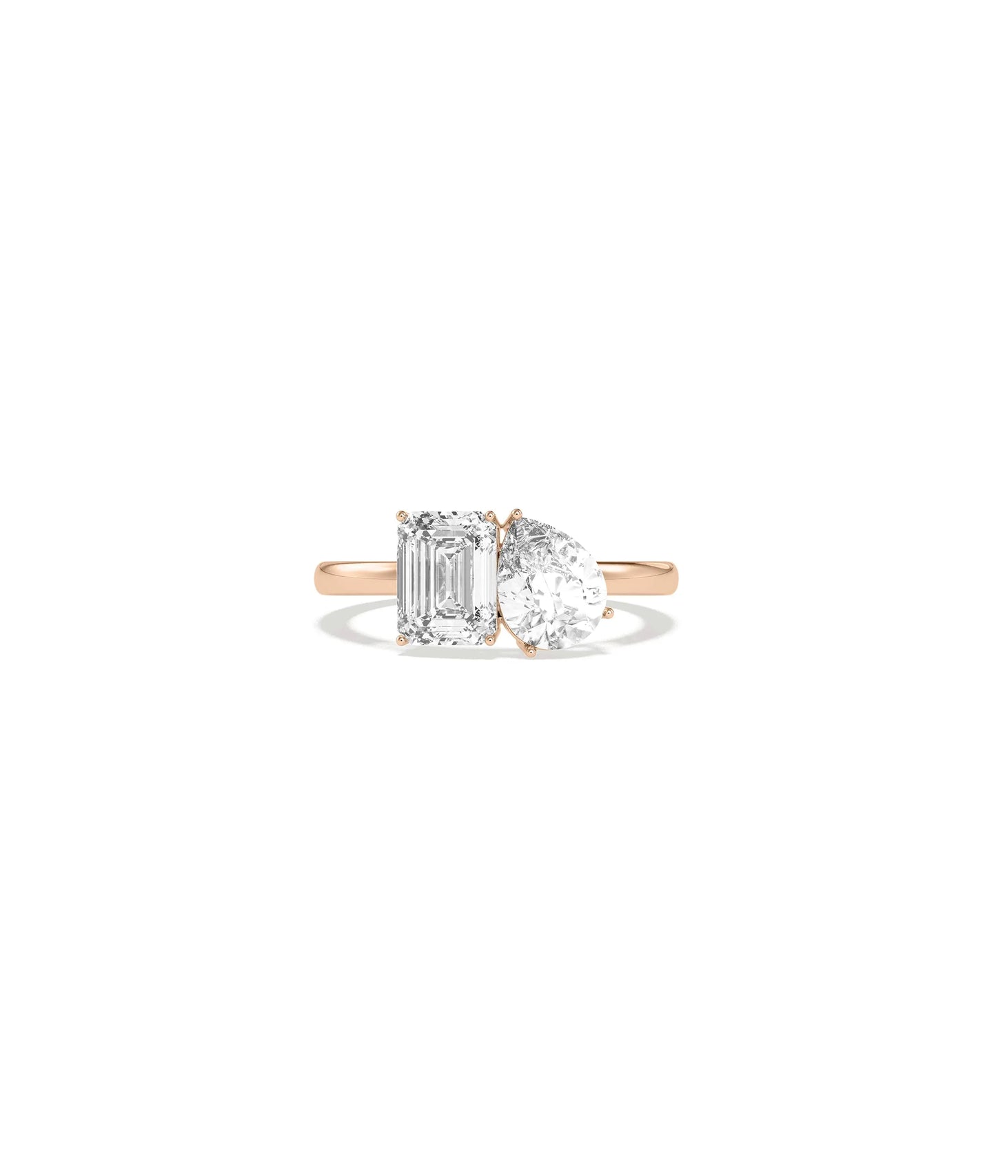 Solitaire Toi-Et-Moi Ring on hand showing unique dual diamond sparkle