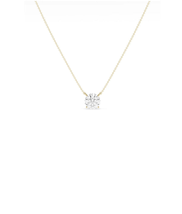 Solitaire Diamond Necklace on solid gold chain, pendant close-up view