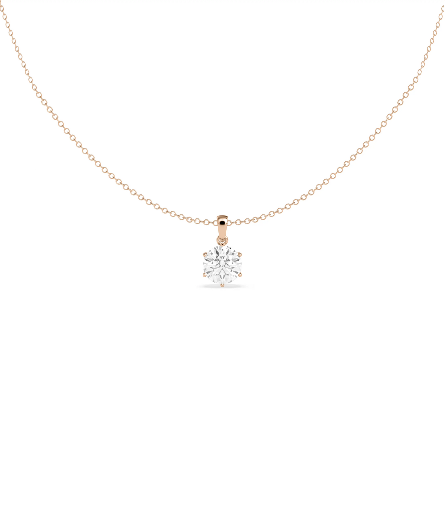 Solitaire 6 Prong Pendant side view displaying prong detail and depth