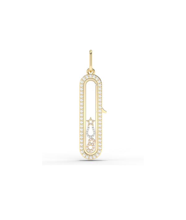 Diamond Capsule Glass Locket Charm Gold
